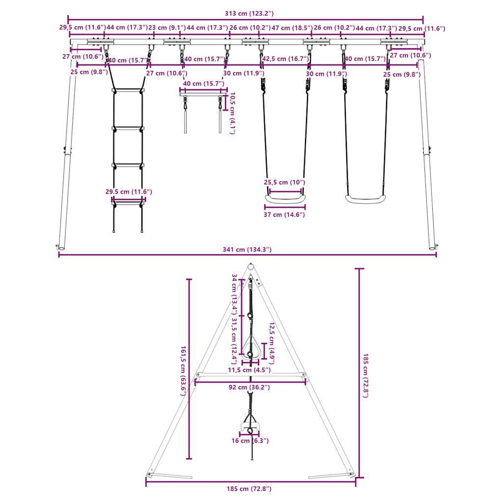 Outdoor Swing Set with Swings. Trapeze. Ladder