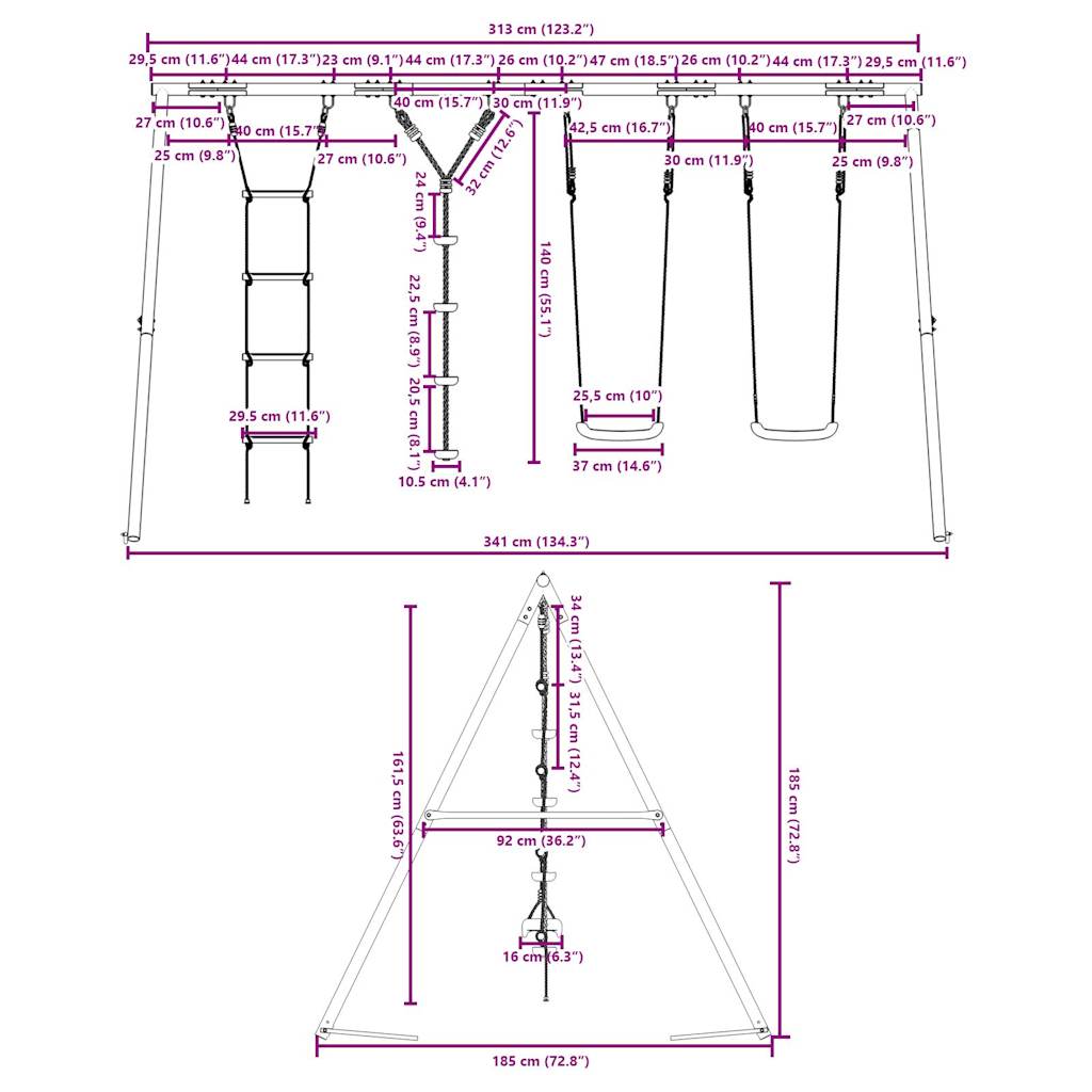 Outdoor Swing Set with Swings. Ladder. Disc Swing