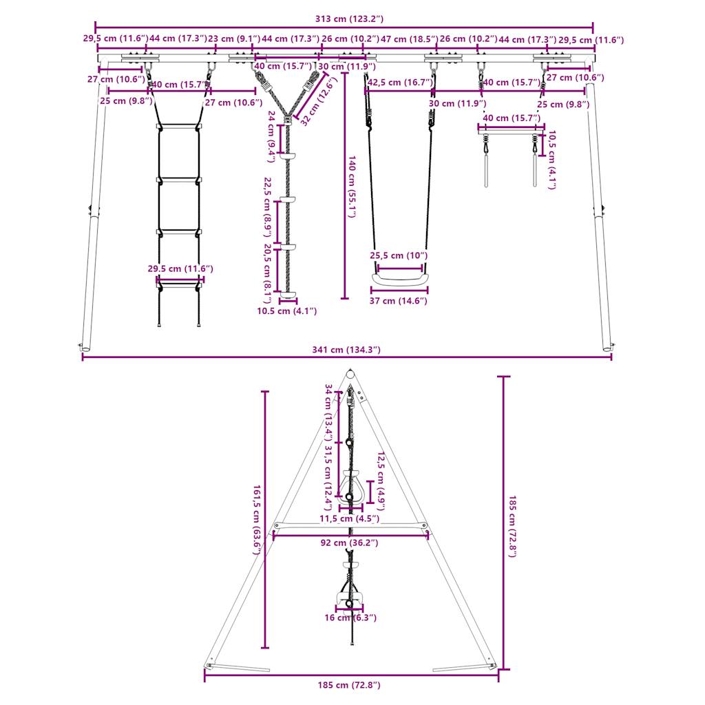 Outdoor Swing Set with Swing. Trapeze. Ladder. Disc Swing