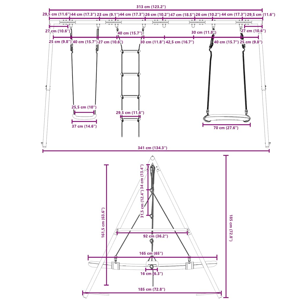 Outdoor Swing Set with Swing, Ladder, Nest Swing