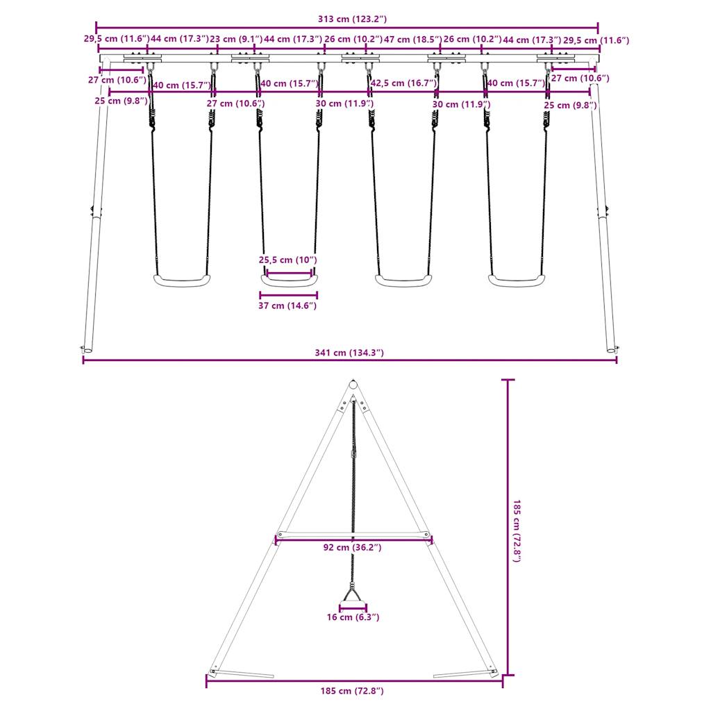 Outdoor Swing Set with 4 Swings