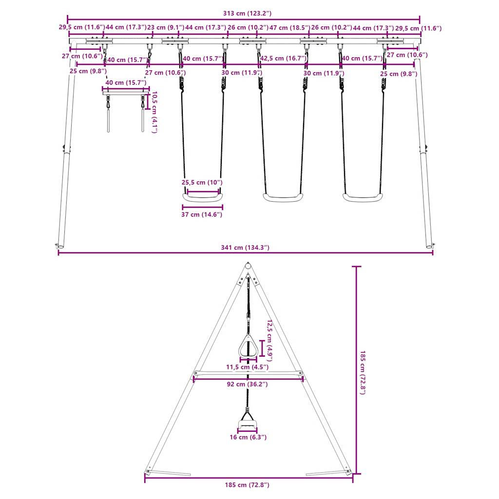 Outdoor Swing Set with Swings and Trapeze