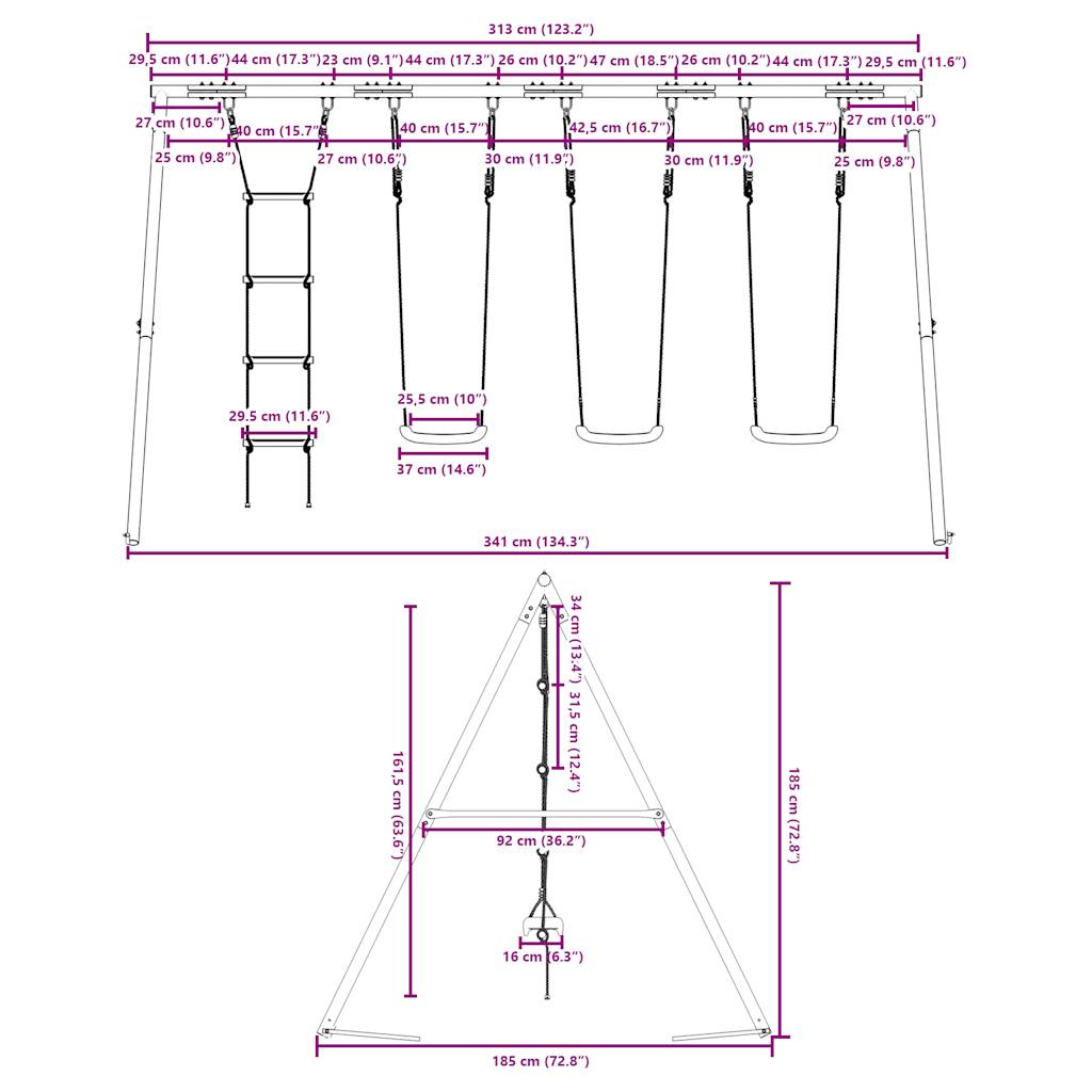 Outdoor Swing Set with Swings and Ladder