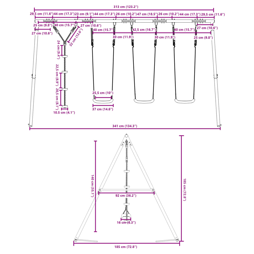 Outdoor Swing Set with Swings and Disc Swing