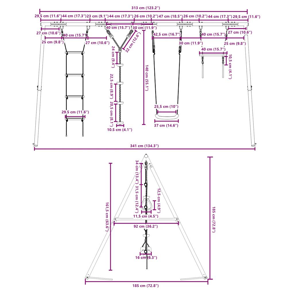 Outdoor Swing Set with Swing. Trapeze. Ladder. Disc Swing