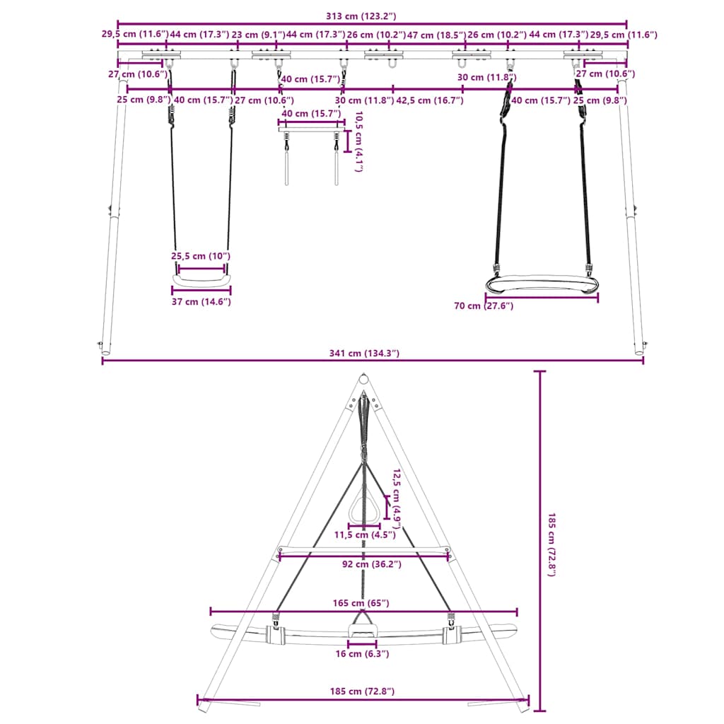 Outdoor Swing Set with Swing, Trapeze, Nest Swing