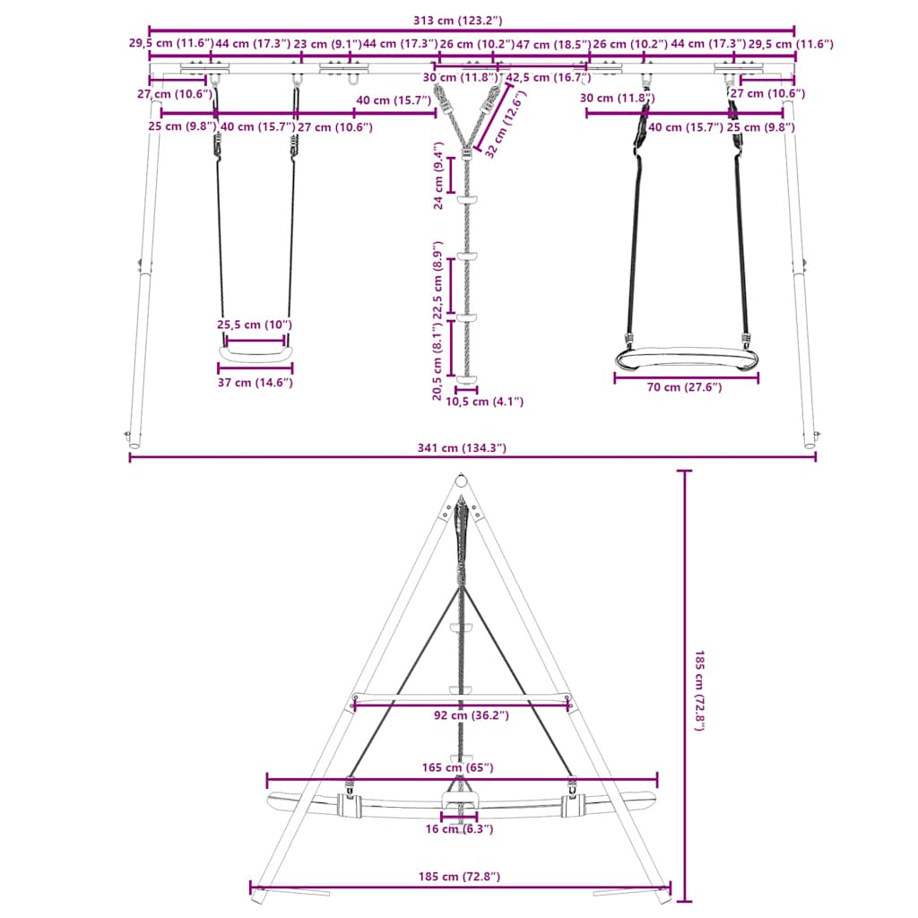 Outdoor Swing Set with Swing, Disc Swing, Nest Swing