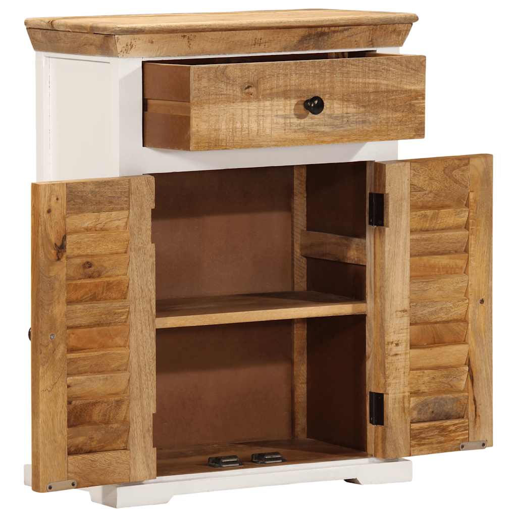 Sideboard White and Brown 55x30x73 cm Solid Rough Wood Mango
