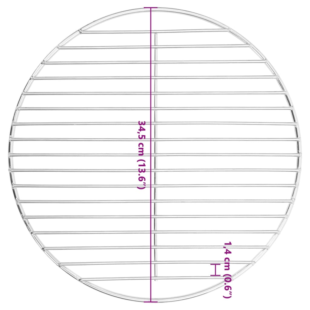 BBQ Grill Grate Round Ø37 cm 304 Stainless Steel