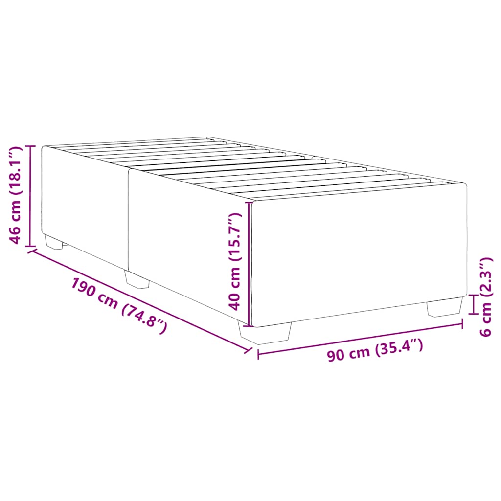 Bed Frame without Mattress Dark Grey Single Fabric