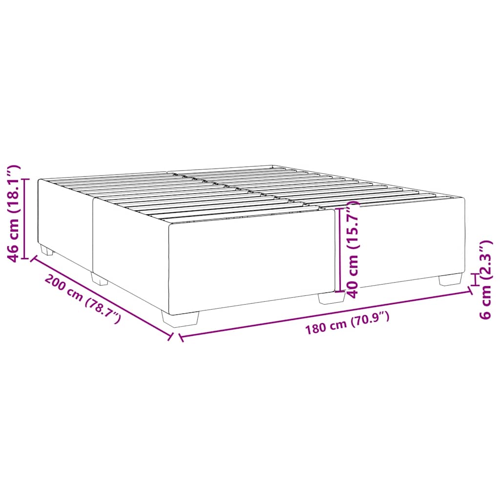 Bed Frame without Mattress Dark Grey Super King Fabric
