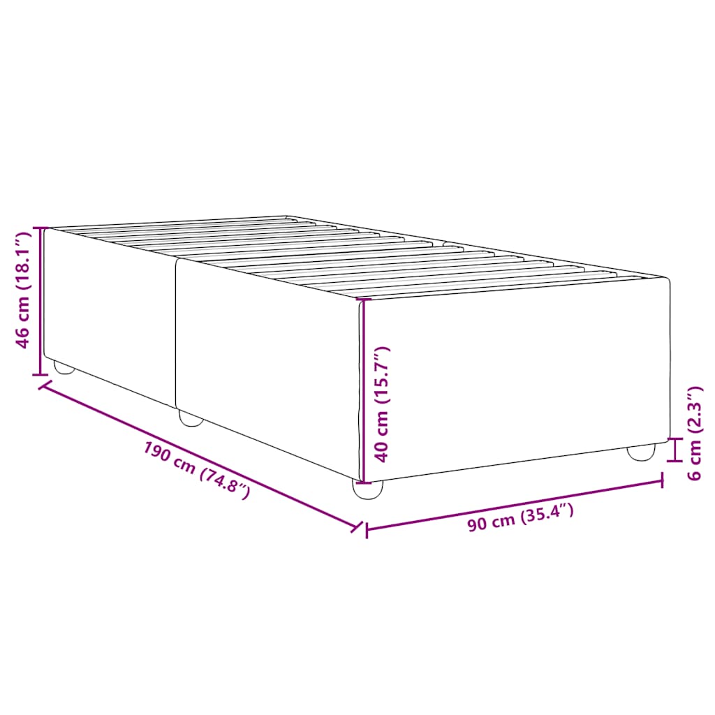 Bed Frame without Mattress Dark Grey Single Fabric