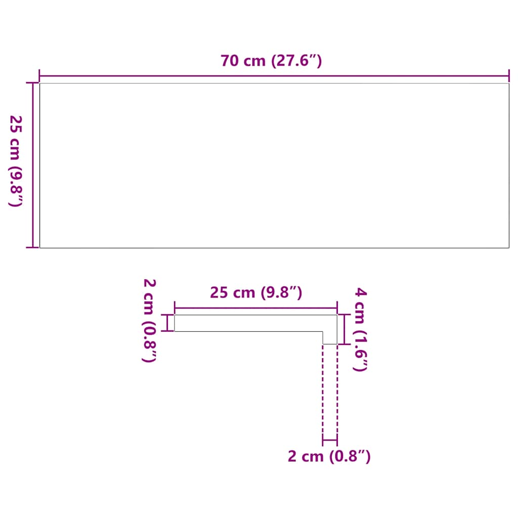 Window Sills 2 pcs Untreated 70x25x2 cm Solid Wood Oak