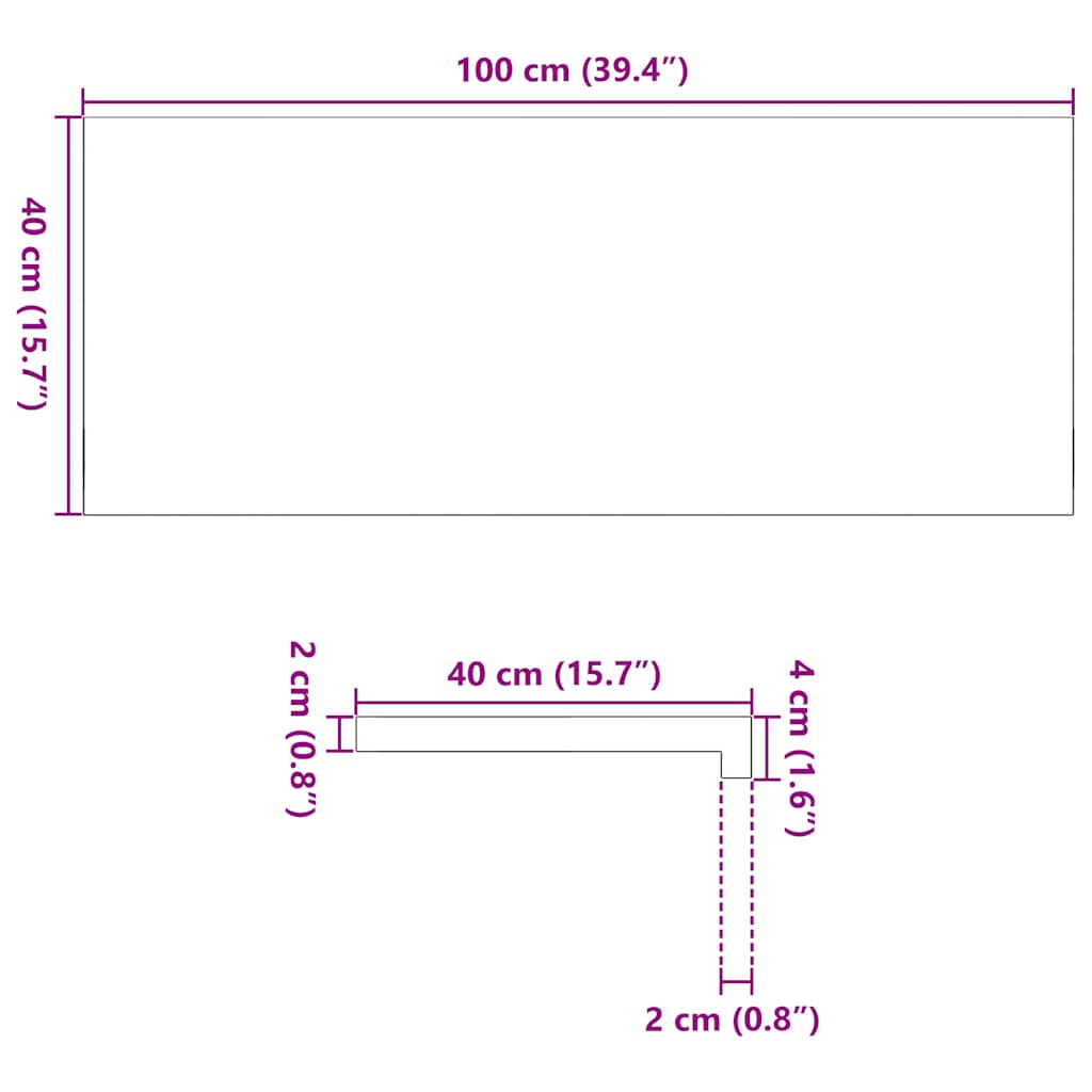Window Sills 2 pcs Untreated 100x40x2 cm Solid Wood Oak