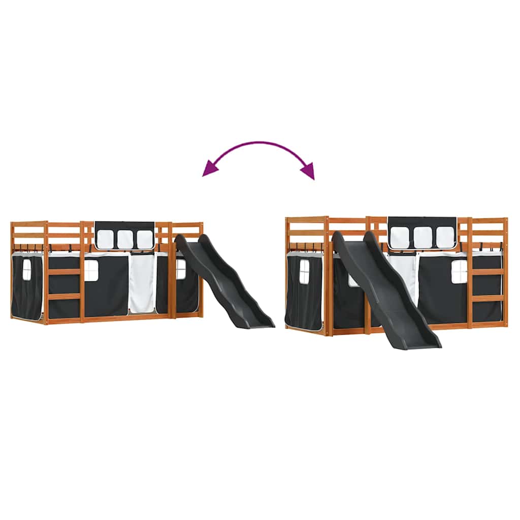 Bunk Bed without Mattress with Slide White and Black 90x200 cm