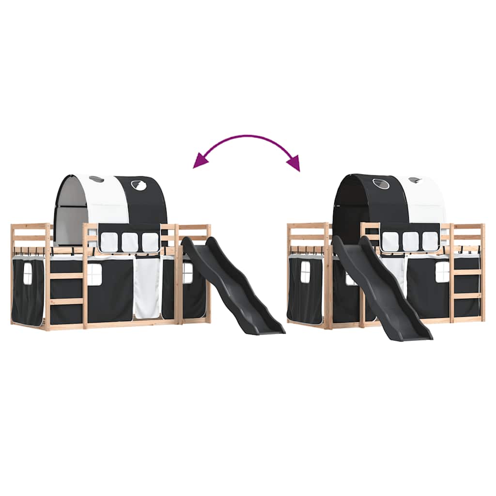 Bunk Bed without Mattress with Slide White and Black 80x200 cm
