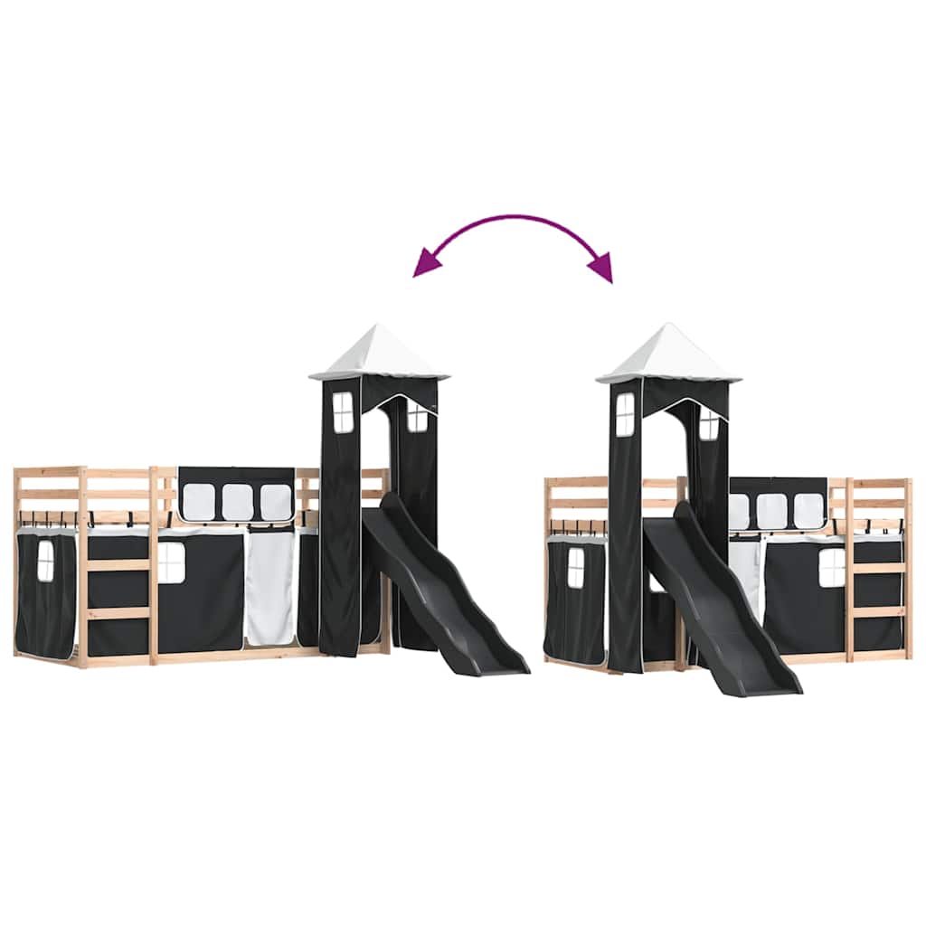 Bunk Bed without Mattress with Slide White and Black 80x200 cm