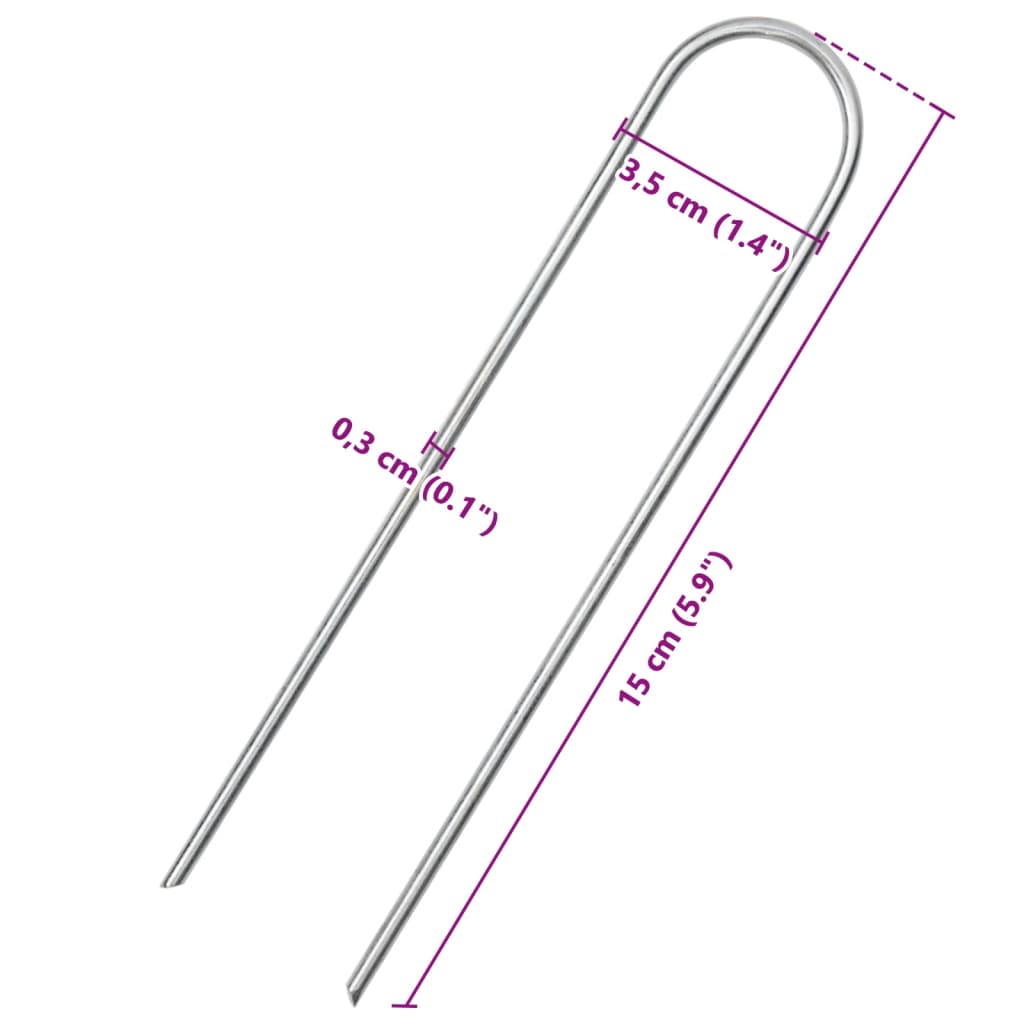 Ground Pegs U Shape 50 pcs 15x3,5 cm Galvanised steel