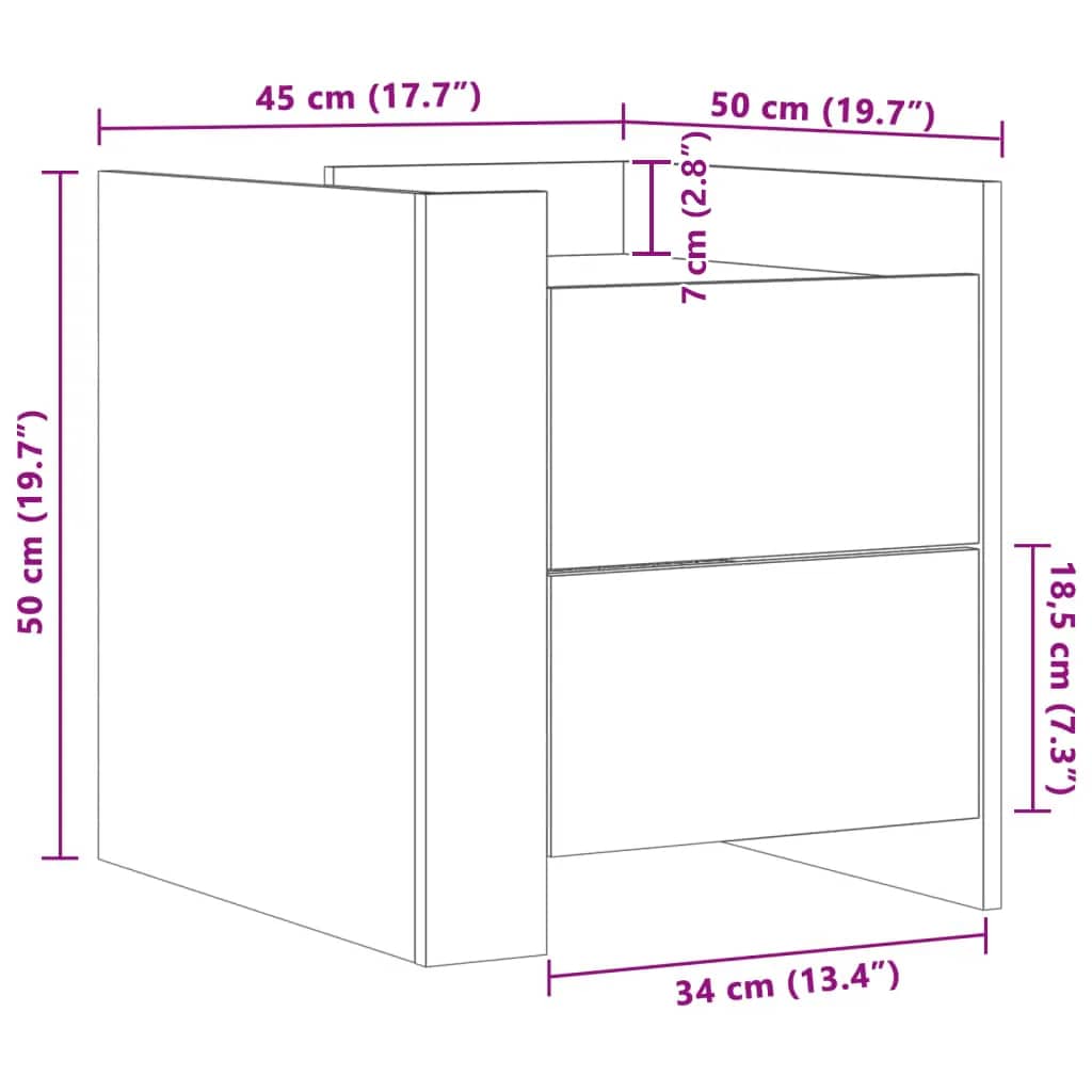Bedside Cabinet Black 45x50x50 cm Engineered Wood