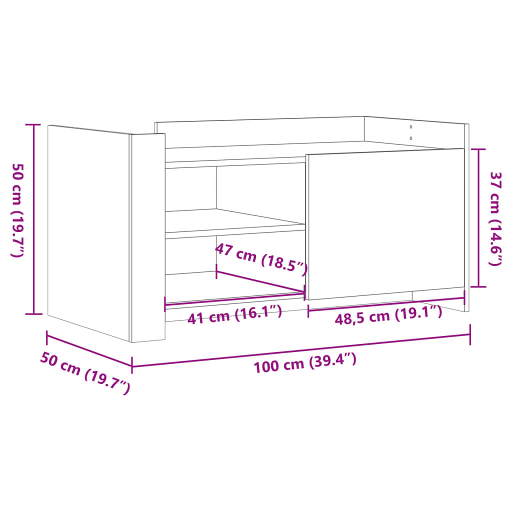 Coffee Table Concrete Grey 100x50x50 cm Engineered Wood