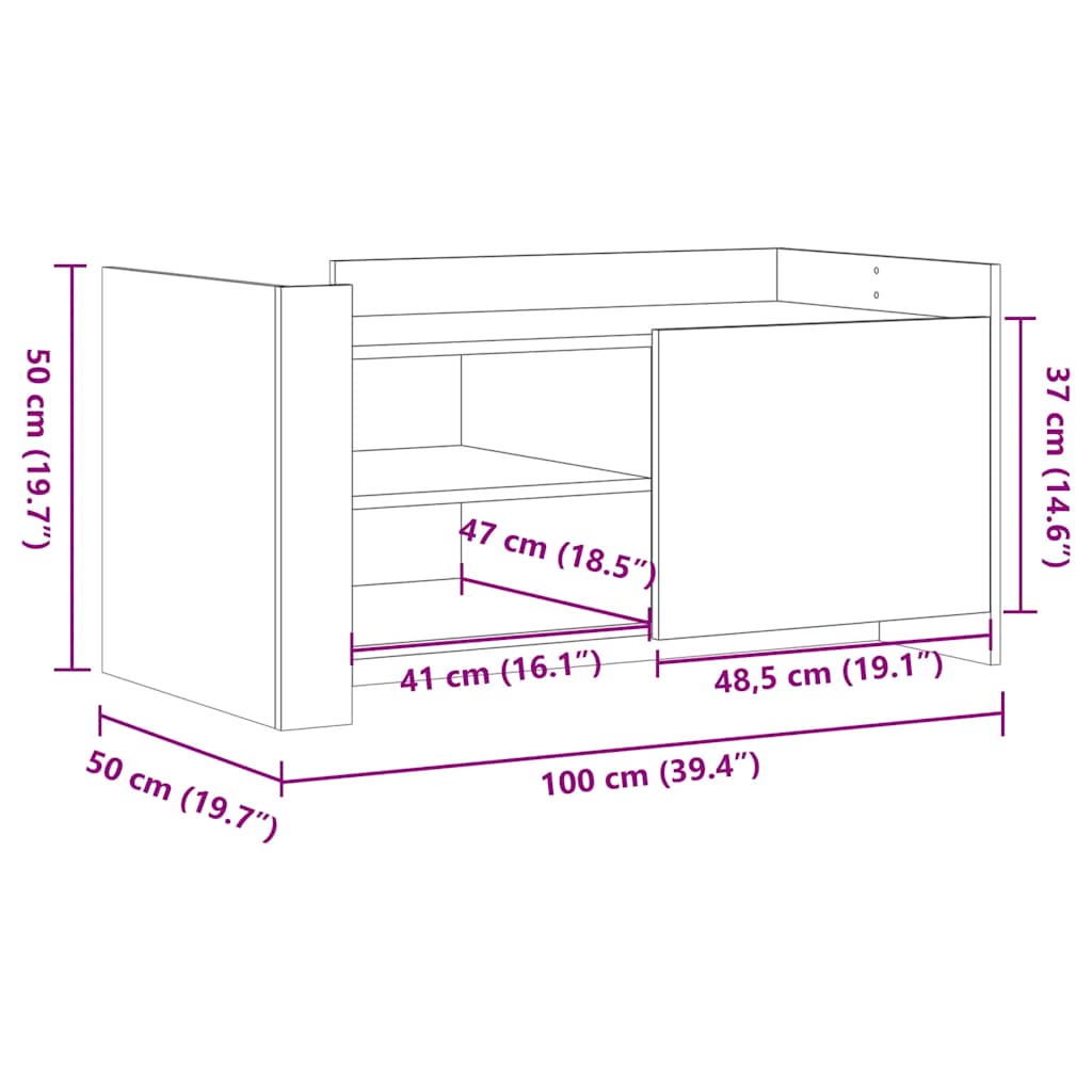 Coffee Table Grey Sonoma 100x50x50 cm Engineered Wood
