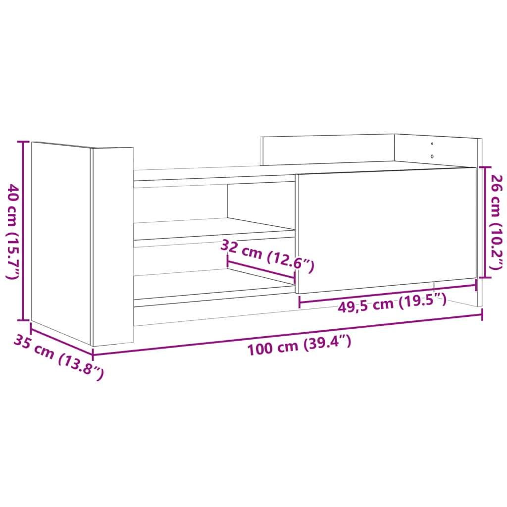 TV Cabinet Black 100x35x40 cm Engineered Wood