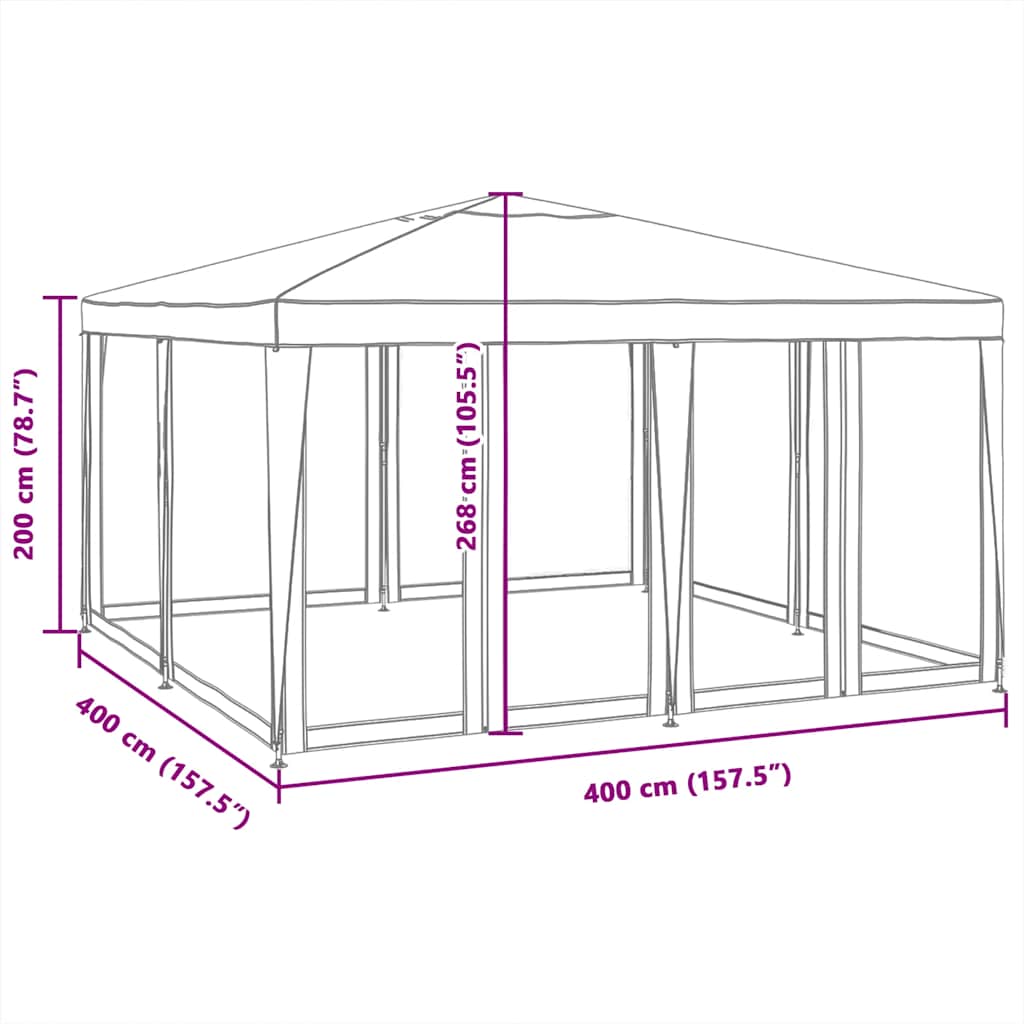 Party Tent with 8 Mesh Sidewalls Green 4x4 m HDPE