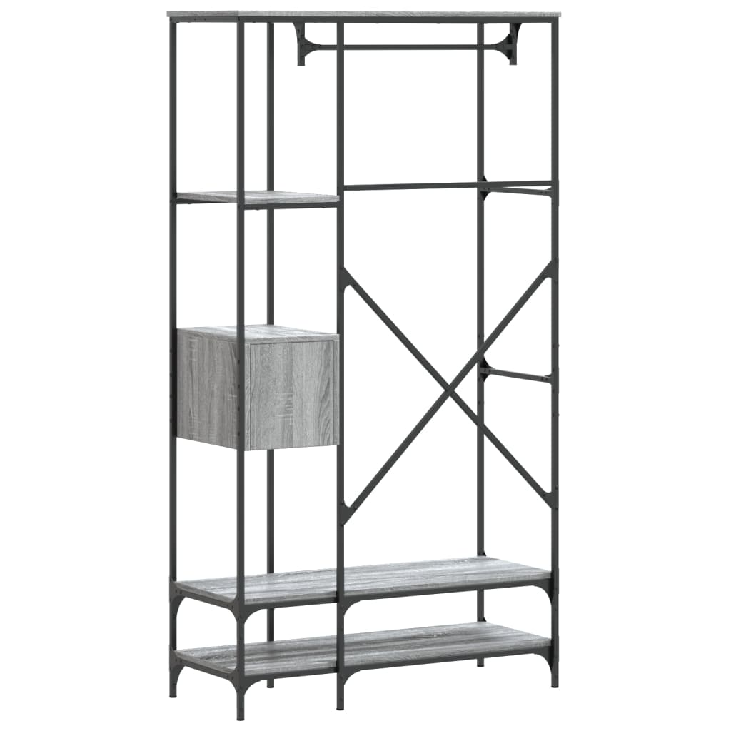 Clothes Rack with Shelves Grey Sonoma Engineered Wood