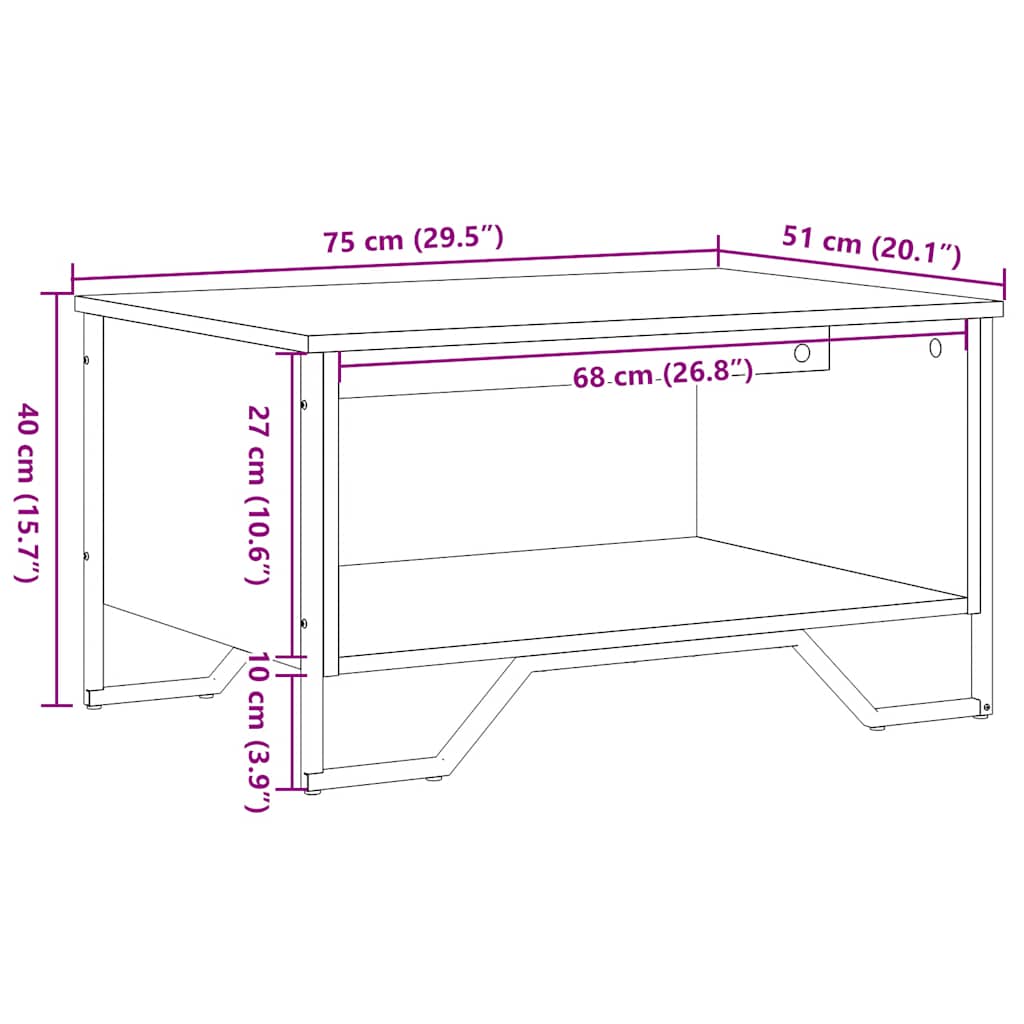 Coffee Table Black 75x51x40 cm Engineered Wood