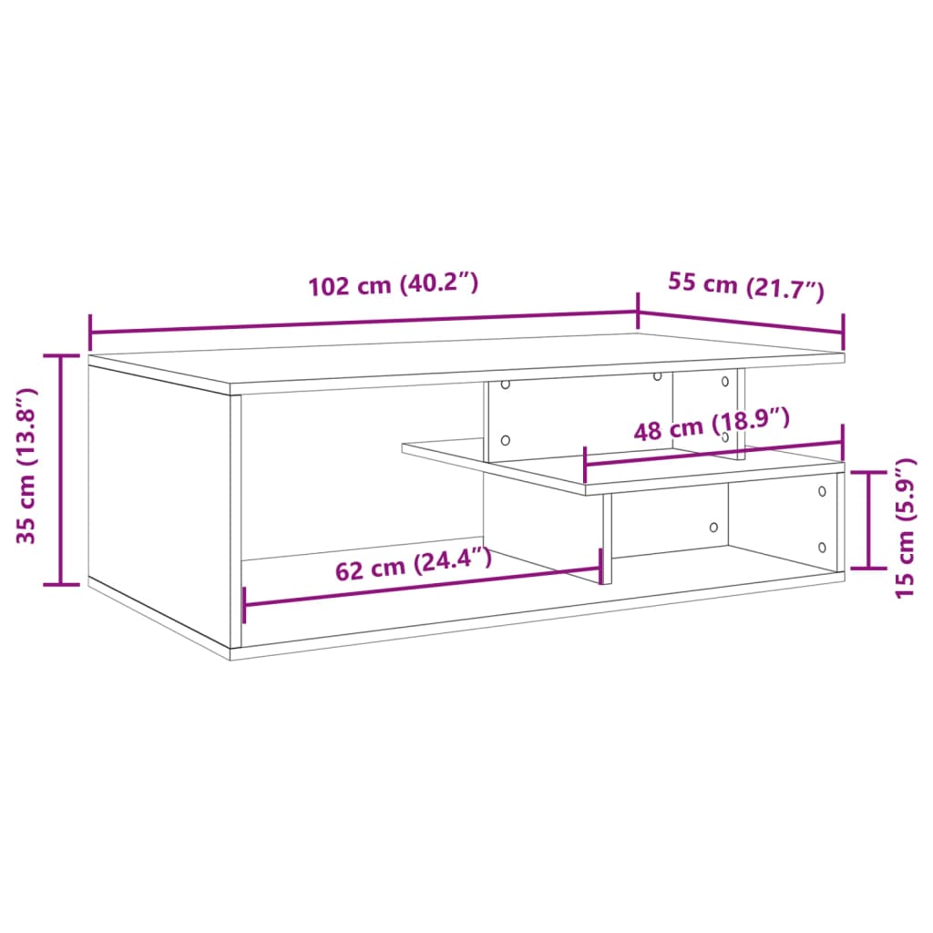 Coffee Table White 102x55x35 cm Engineered Wood