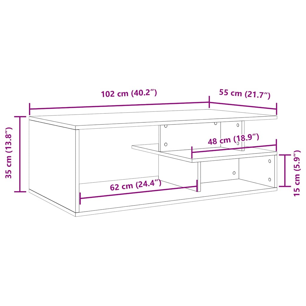 Coffee Table Concrete Grey 102x55x35 cm Engineered Wood