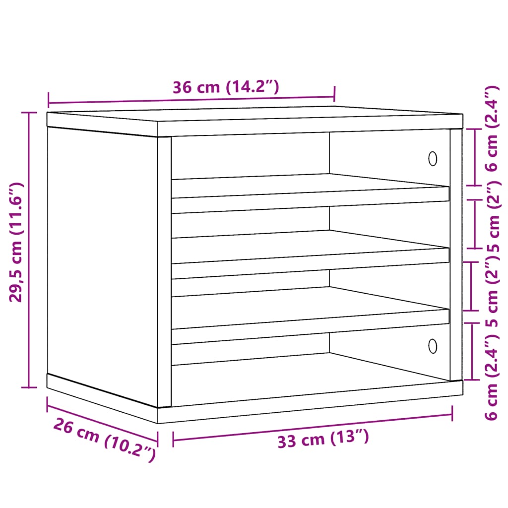 Desk Organiser Concrete Grey 36x26x29.5 cm Engineered wood