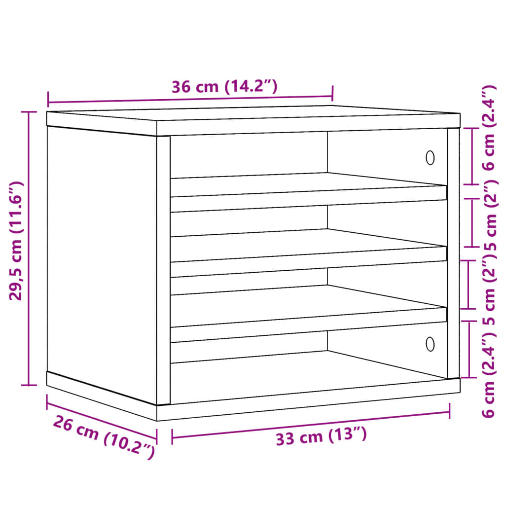 Desk Organiser Brown Oak 36x26x29.5 cm Engineered wood