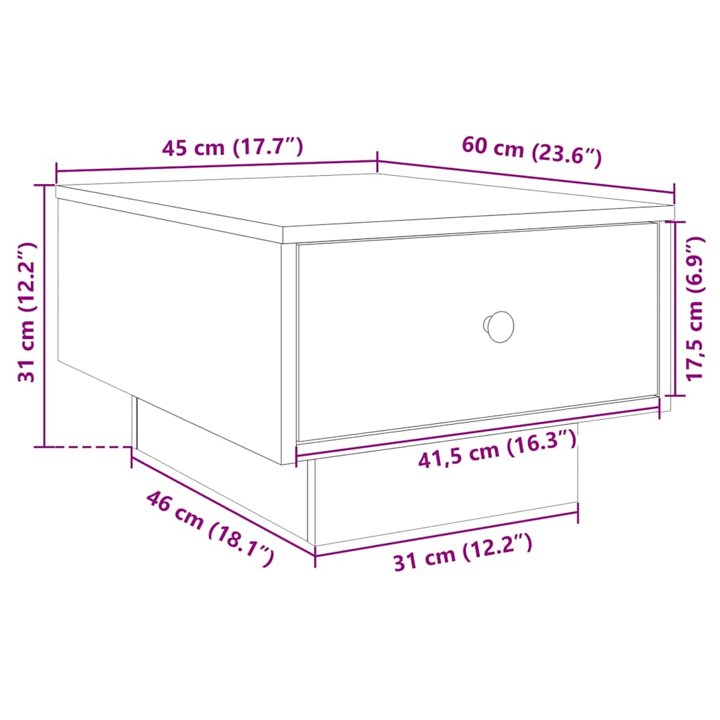 Coffee Table White 60x45x31 cm Engineered Wood