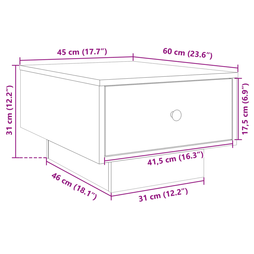 Coffee Table Grey Sonoma 60x45x31 cm Engineered Wood