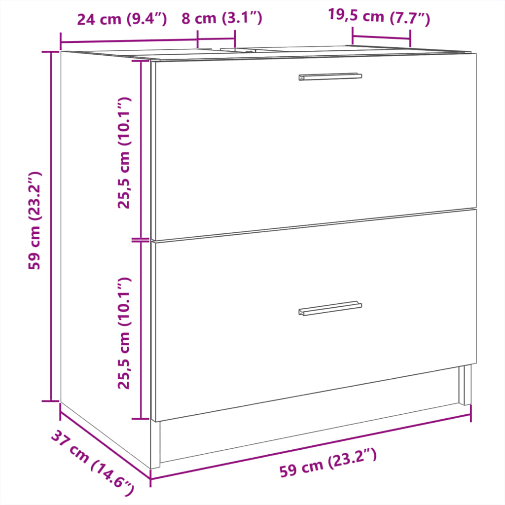 Sink Cabinet | Concrete grey | Engineered wood | Regular | Sink Cabinet
