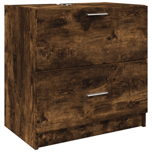 Sink Cabinet | Smoked Oak | Engineered Wood | 59 cm | Storage