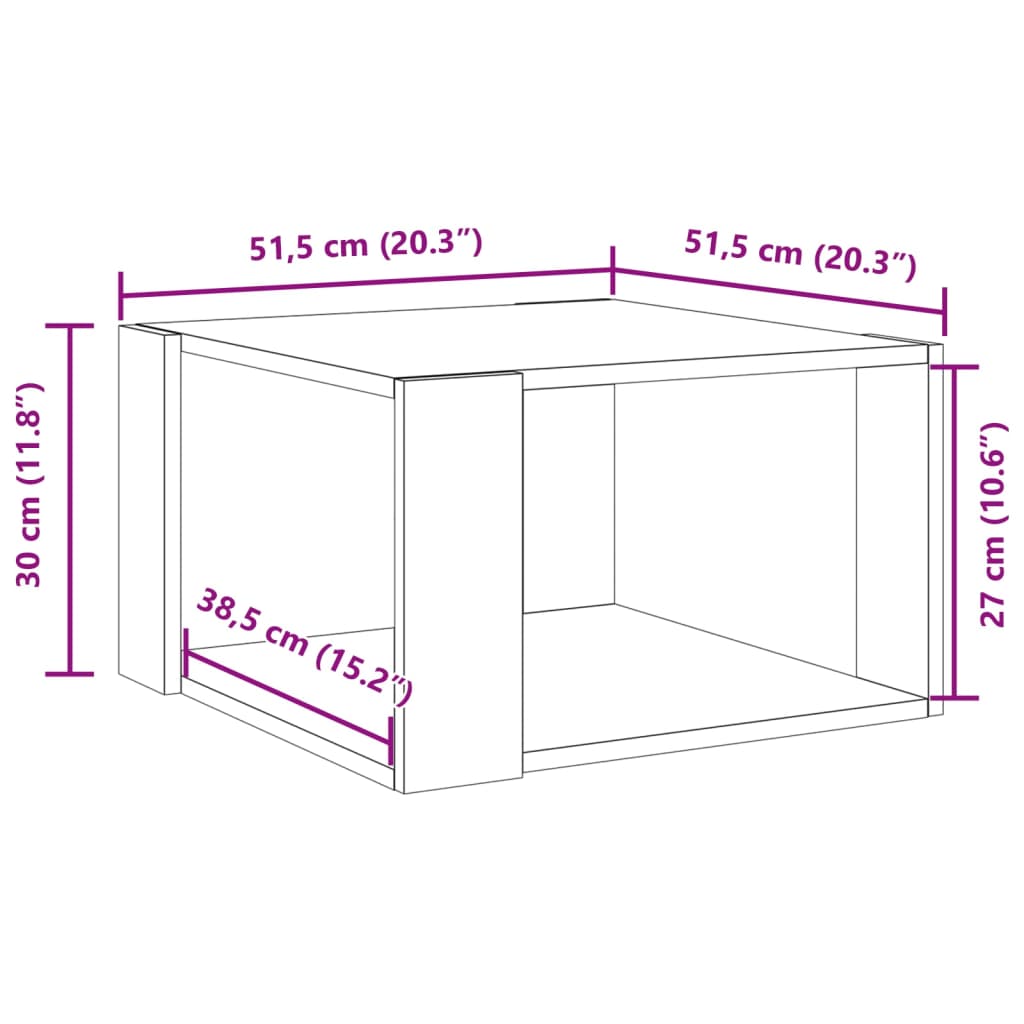 Coffee Table Brown Oak 51.5x51.5x30 cm Engineered Wood
