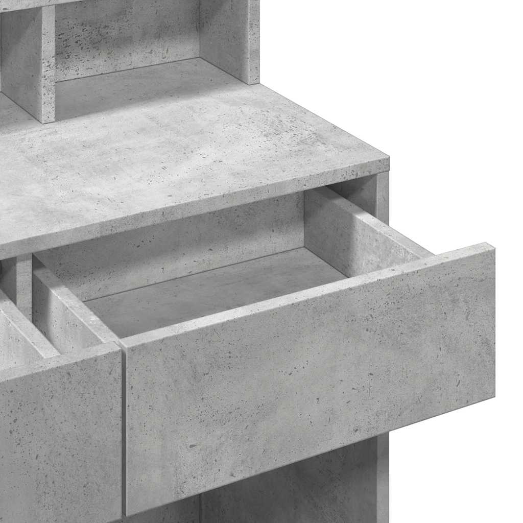 Dressing Table with LED Concrete Grey 80x41x134.5 cm