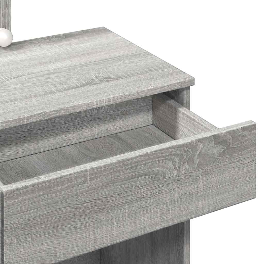 Dressing Table with LED Grey Sonoma 100x40x130 cm