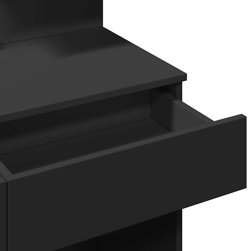 Dressing Table with LED Black 100x40x130 cm