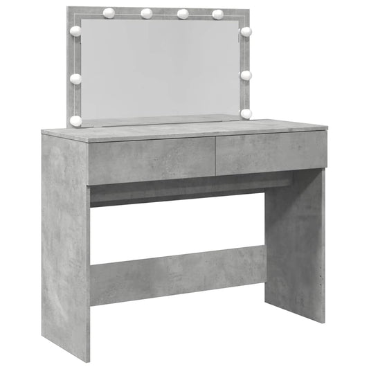 Dressing Table with LED Concrete Grey 100x40x120 cm