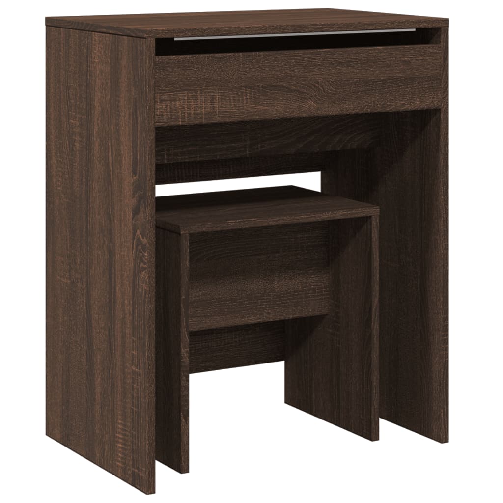 Dressing Table and Stool Brown Oak 60x40x113.5 cm