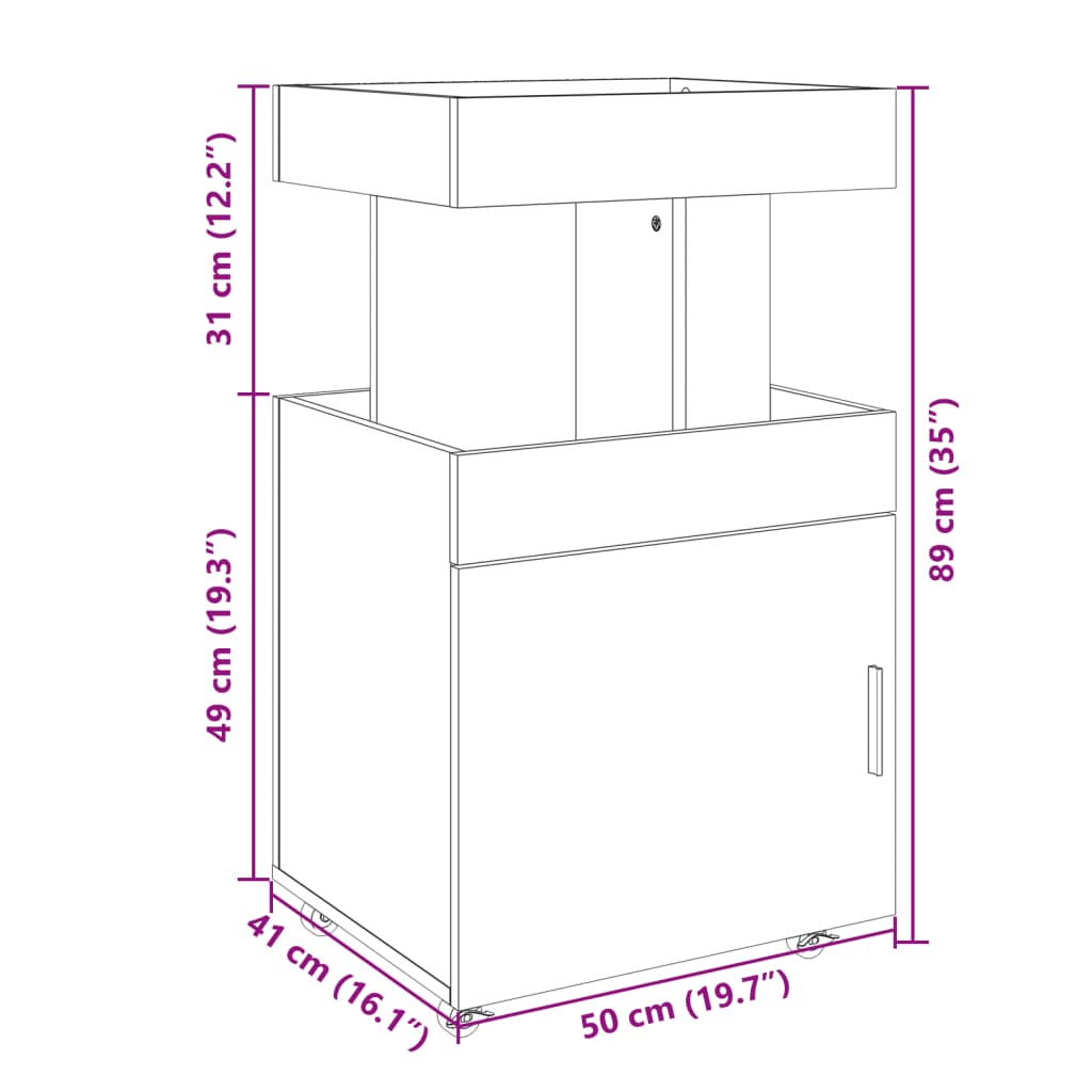 Bar Cart Concrete Grey 50x41x89 cm Engineered Wood