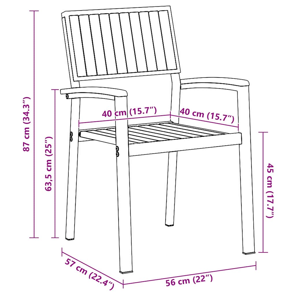 Stacking Chair 6 pcs Brown Solid Acacia Wood Stackable