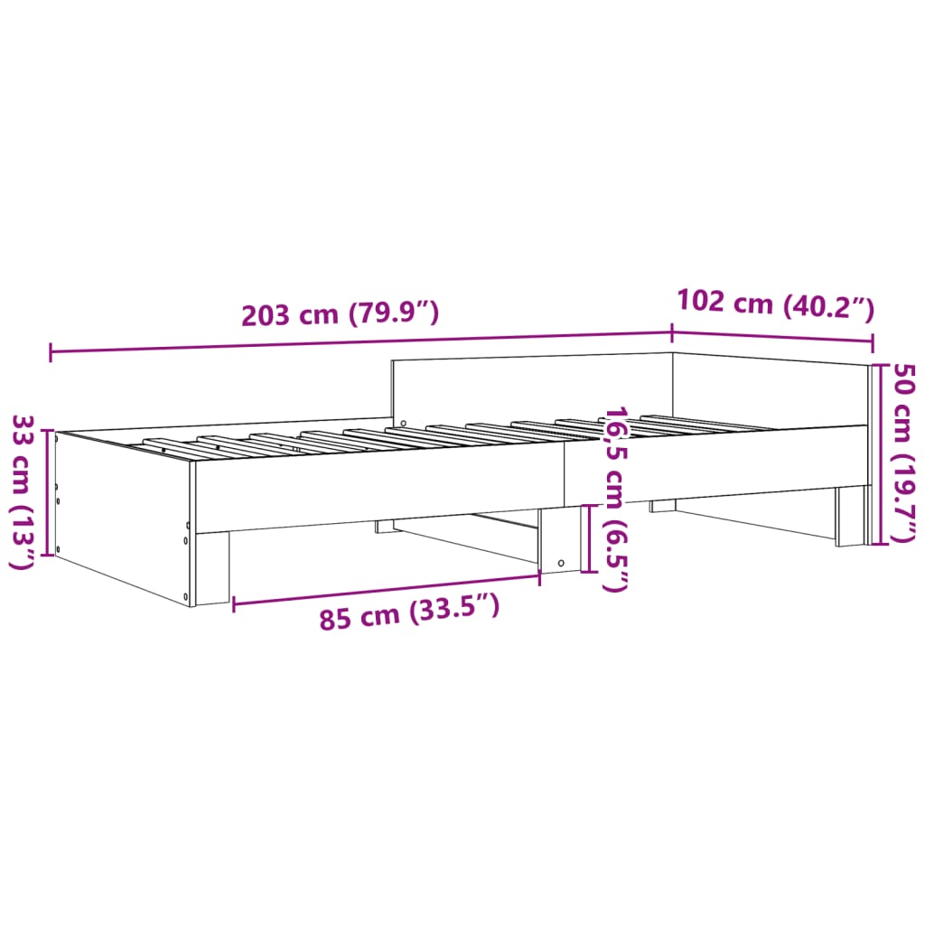 Bed Frame without Mattress White 100x200 cm Engineered Wood