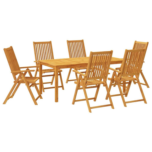 7 Piece Garden Dining Set 180x90x75 cm Solid Wood Acacia