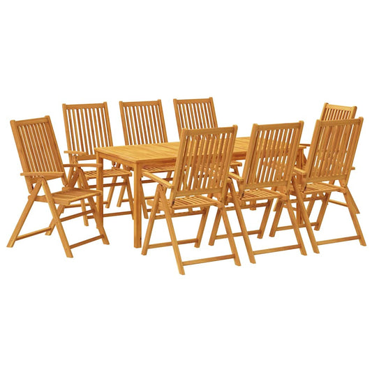 9 Piece Garden Dining Set 180x90x75 cm Solid Wood Acacia