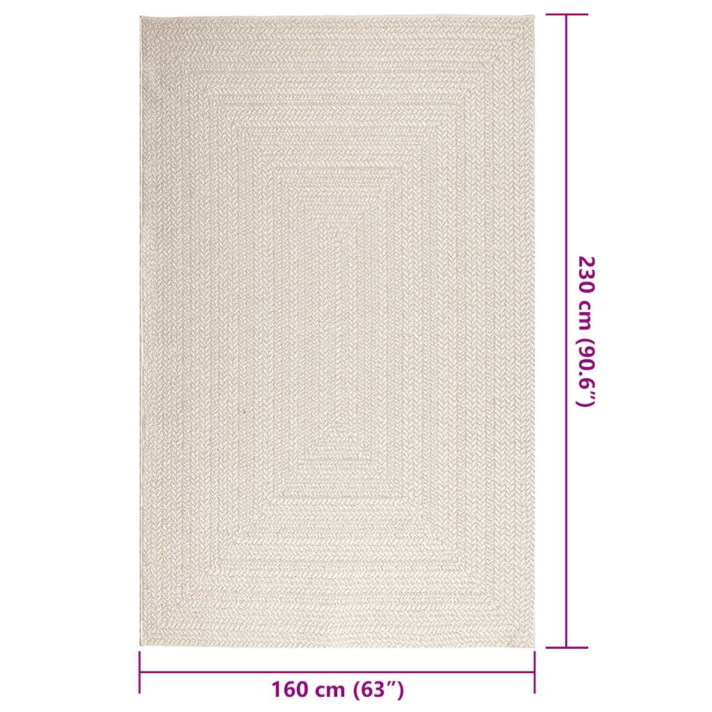 Rug ZIZUR Cream 160x230 cm Jute Look Indoor and Outdoor
