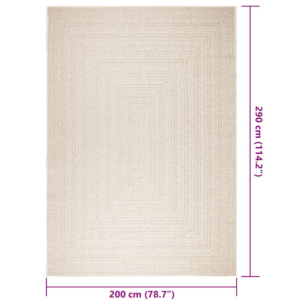 Rug ZIZUR Cream 200x290 cm Jute Look Indoor and Outdoor
